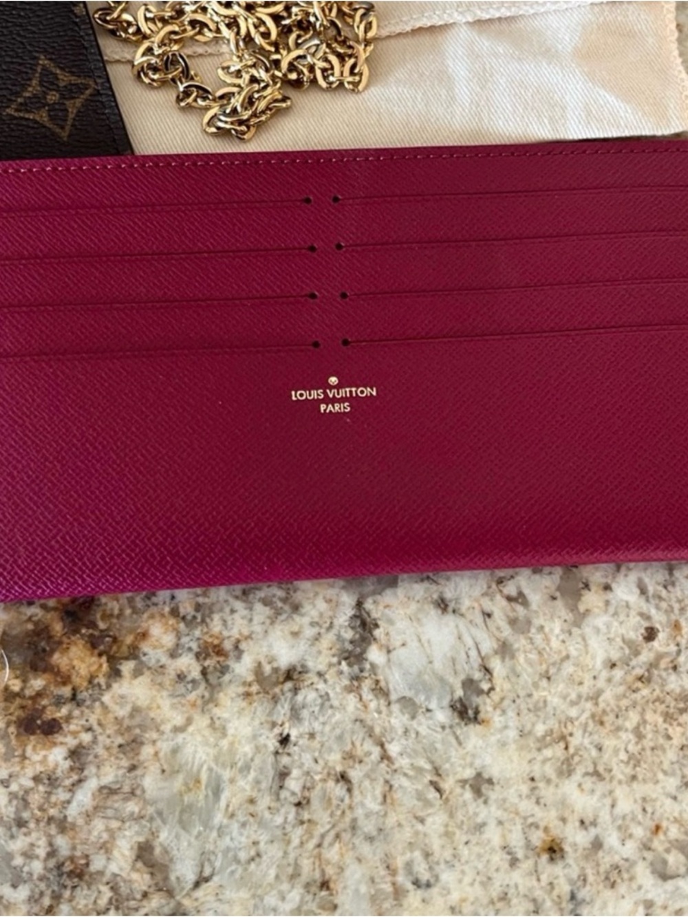 Louis Vuitton Pochette Felicie Monogram Canvas Crossbody with Rouge Interior. - Picture 3 of 6